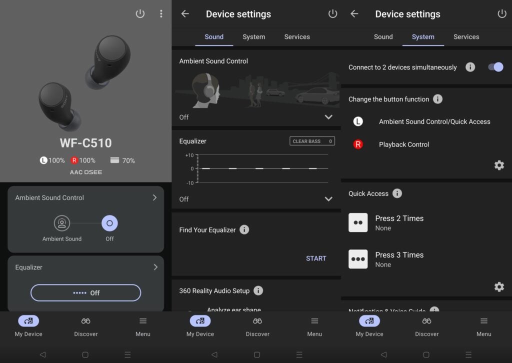 Sony WF-C510 Sound Connect app