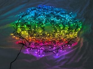 Lights on bed showing a rainbow