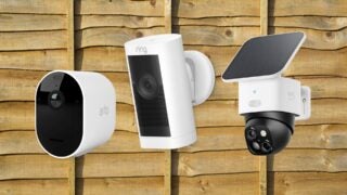 Arlo Pro 5 Ring, Stick Up Cam and Eufy S340 on background