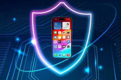 An iPhone with a Lock on its background in blue color