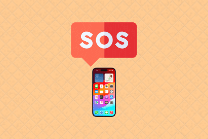 SOS on the iPhone 14 on a light orange background