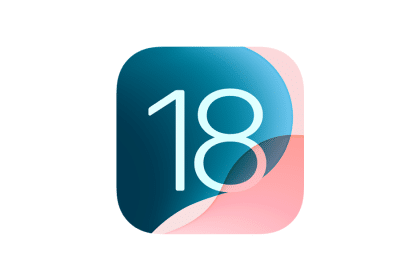 iOS18 Icon with blue and pink design on a white background.