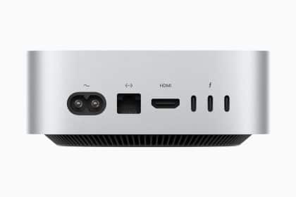 Back view of the M4 Mac Mini showing its ports.