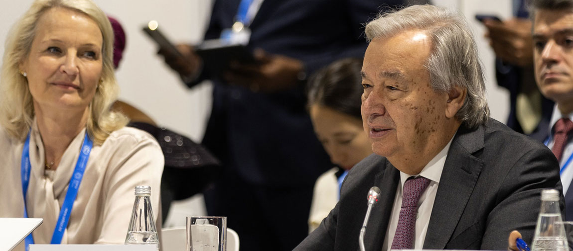 Secretary-General António Guterres addresses a High-Level Event on Critical Energy Transition Minerals during the UN climate conference, COP29, in Baku Azerbaijan. UNFCCC/Kiara Worth