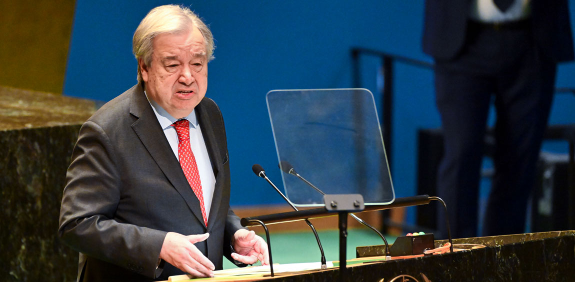 Secretary-General António Guterres briefs UN General Assembly delegations on the work of the organization and his priorities for 2025. UN Photo/Evan Schneider