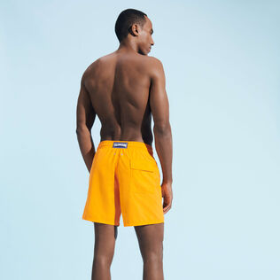 Men Swim Trunks Solid Carrot back worn view