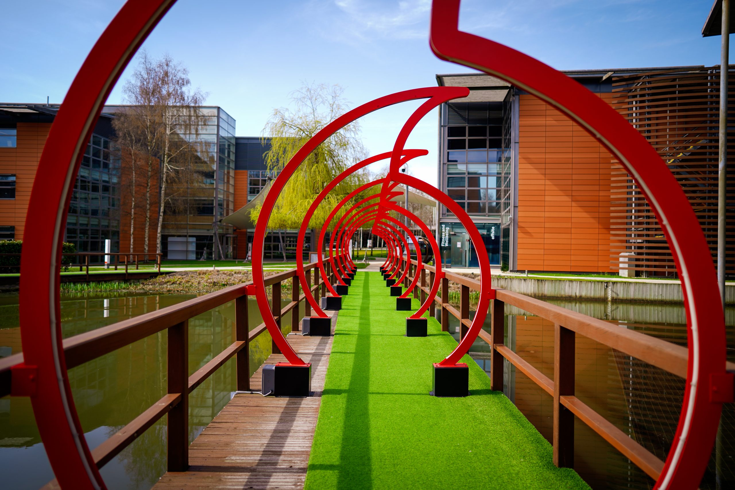 illustrative image of the Vodafone logo at the Vodafone UK headquarters in Newbury