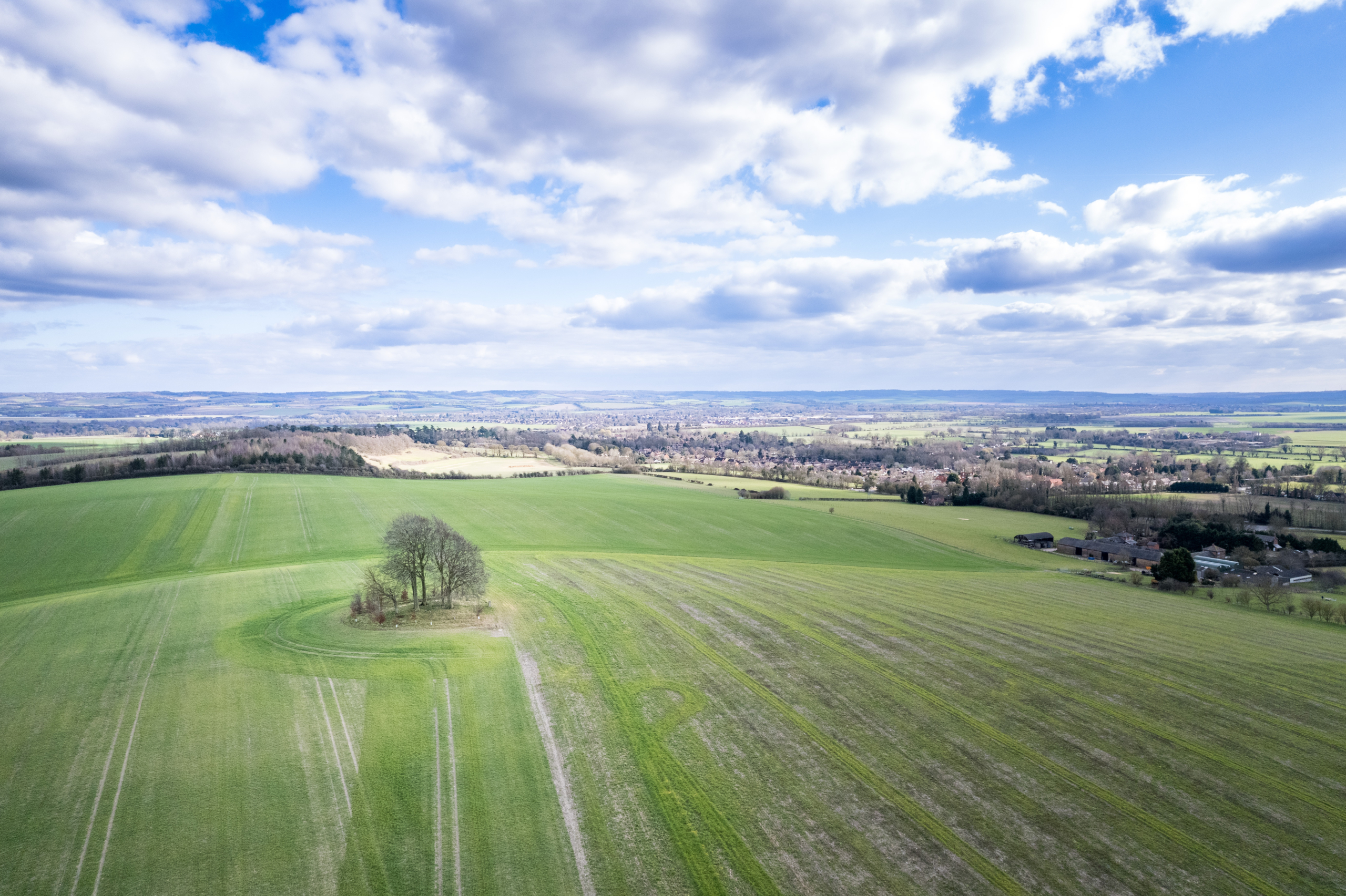 beautiful peaceful landscape near Wittenham Clumps, Didcot, south of England, UK, daytime