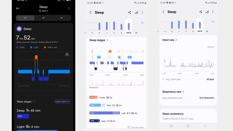 Xiaomi Smart Band 9 Pro sleep data