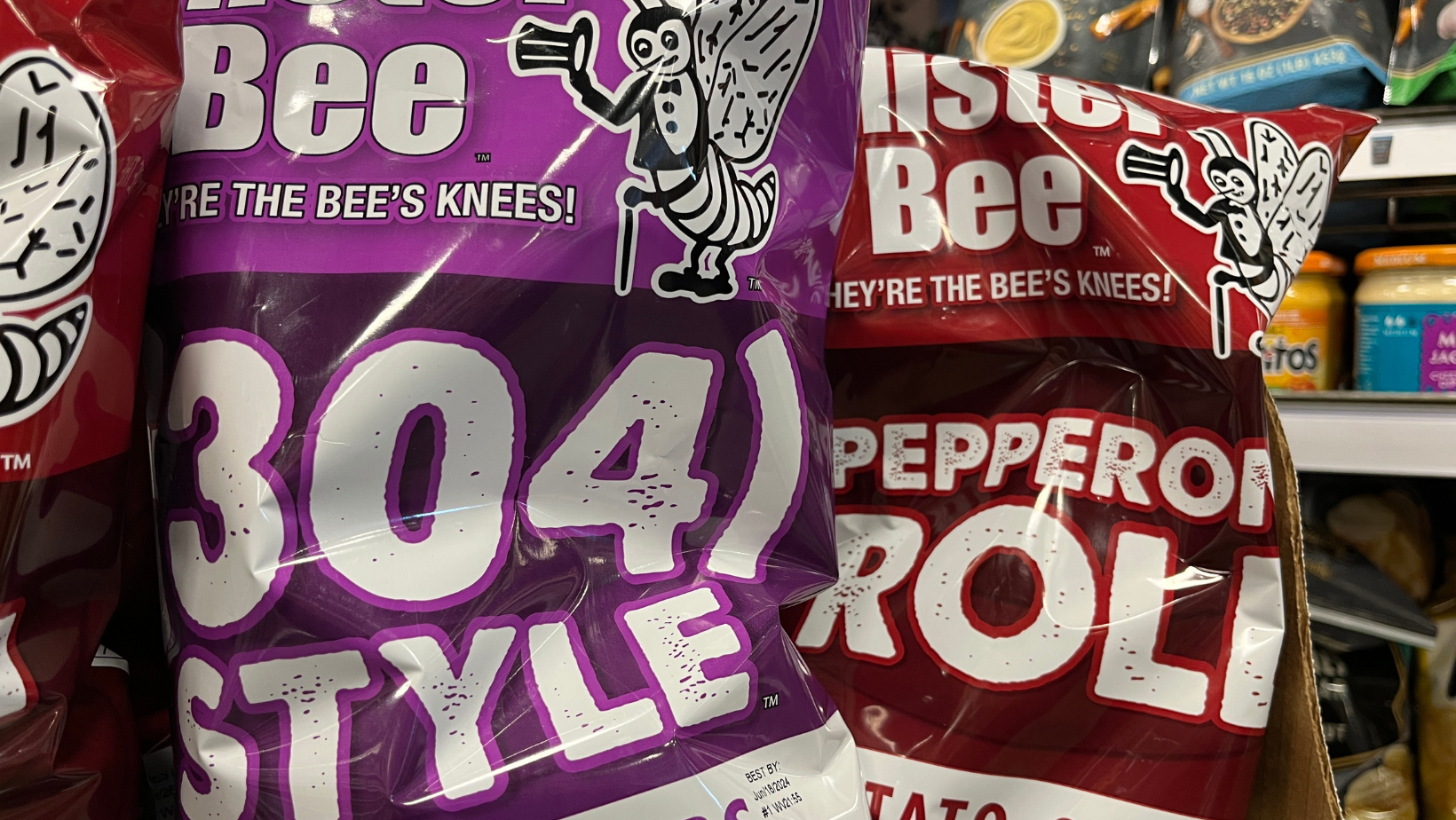 Mr. Bee's pepperoni roll flavor and 304 Style potato chips (WBOY image)
