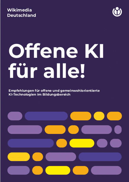 Grafik mit dem Schriftzug "Offene KI für alle! - Empfehlungen für offene und gemeinwohlorientierte KI-Technologien im Bildungsbereich"