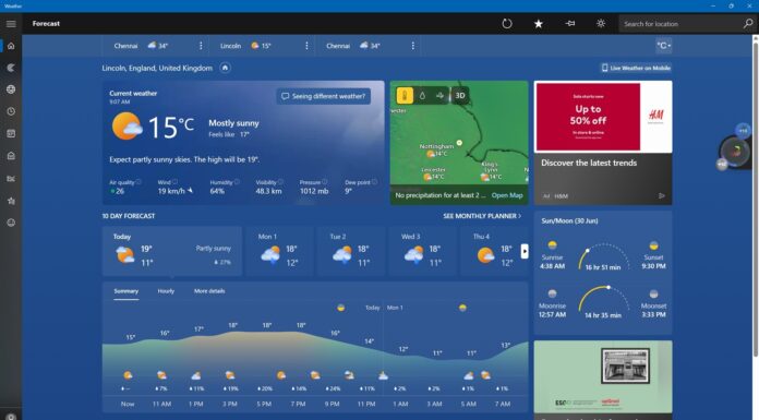 Windows Weather app