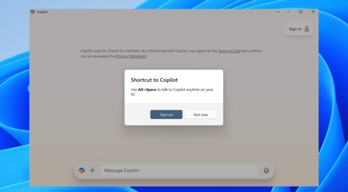 Copilot Alt-Space on Windows 11