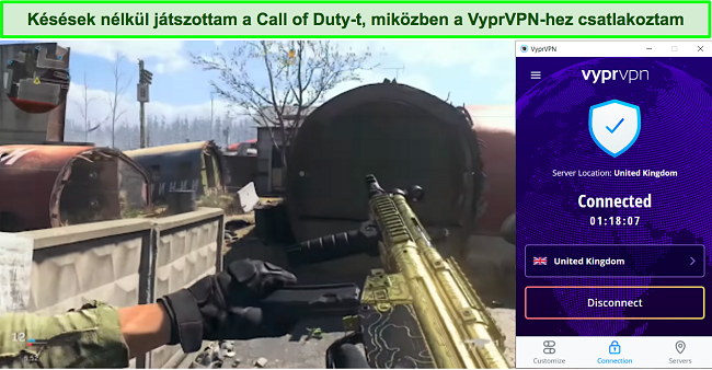 Képernyőkép a VyprVPN-ről a Call of Duty-val együttműködve