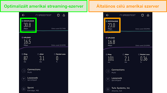 Pillanatkép az Ookla iOS sebességtesztjeiről