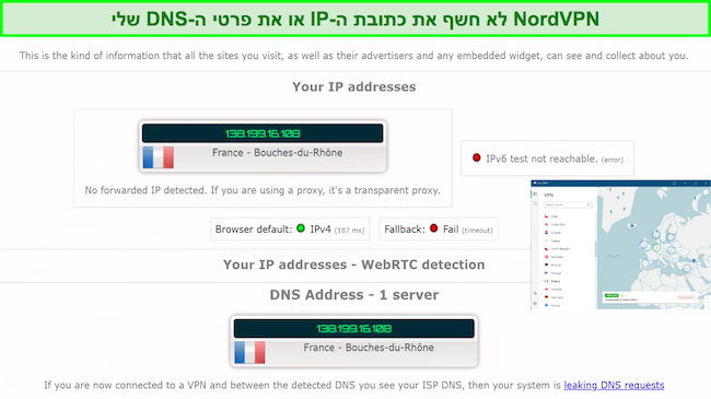 NordVPN מציע הגנה אמינה מפני דליפות