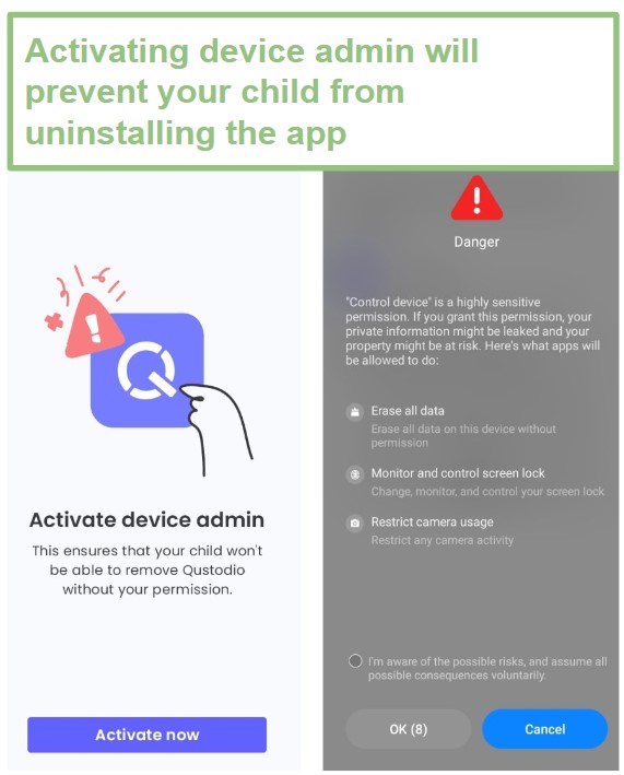 Qustodio requires Device admin