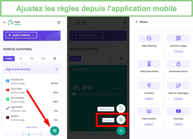 Définir des règles depuis l'application mobile