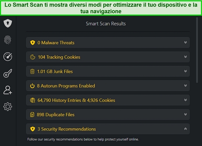 Screenshot del risultato di Smart Scan di TotalAV