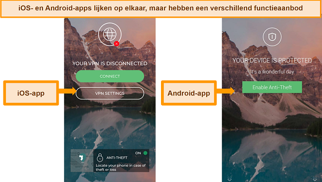 Schermafbeeldingen van de hoofdinterface voor Panda's iOS- en Android-apps.