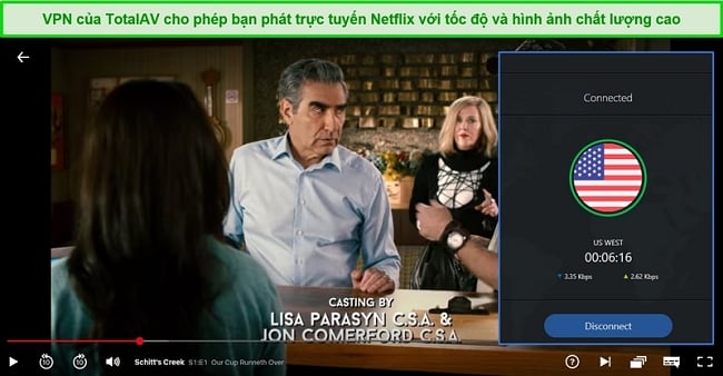 Ảnh chụp màn hình chương trình truyền hình Schitt's Creek đang phát trên Netflix US