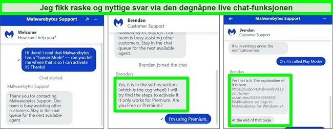 Skjermbilde av Live Chat-funksjonen og agent som løser et teknisk spørsmål