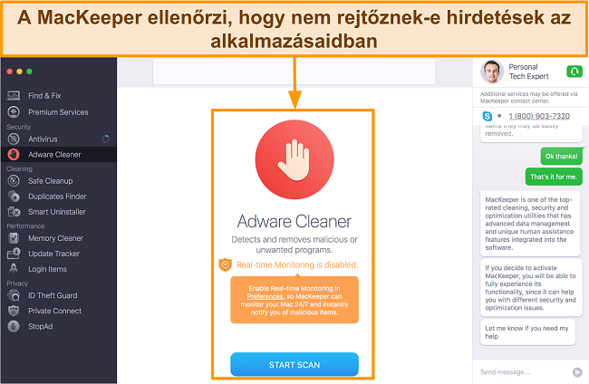 A MacKeeper adware tisztító felületének képe