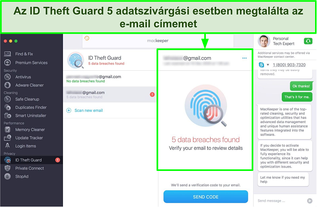 A MacKeeper azonosító Theft Guard sikeresen azonosított 5 e -mail adatsértést