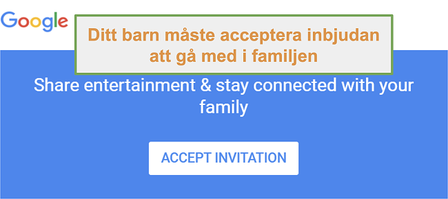 Skärmdump av Google Family Links ganska svaga filter