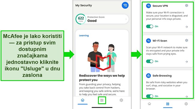 Najbolje ocijenjena McAfee aplikacija za iOS - jednostavna navigacija