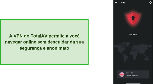 Captura de tela da VPN do TotalAV no Android