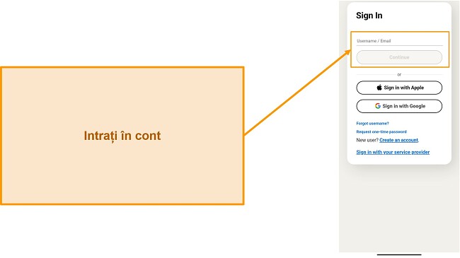 Captură de ecran a paginii de conectare a Norton Mobile Security