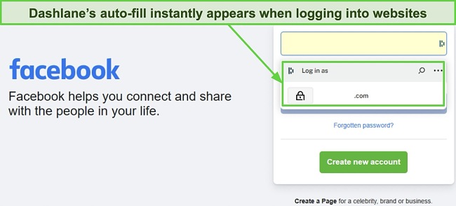 Screenshot showing Dashlane's auto-fill feature