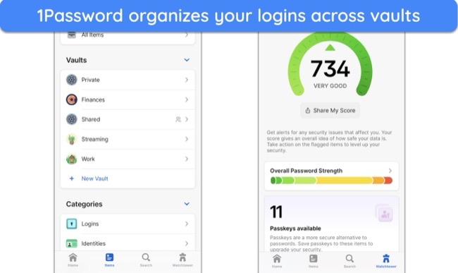 Screenshot of 1Password's iOS interface