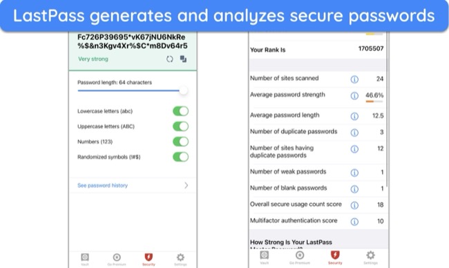 Screenshot of LastPass's iOS interface