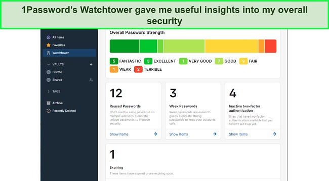 I often used 1Password’s Watchtower to track and improve my overall password security