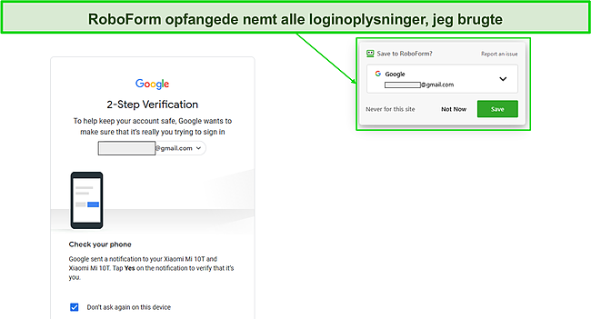 RoboForm automatisk gemmer brugte logins.