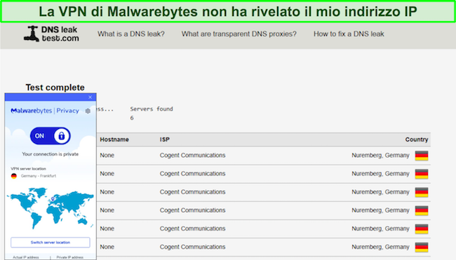 La VPN di Malwarebytes non mostra perdite IP durante i test