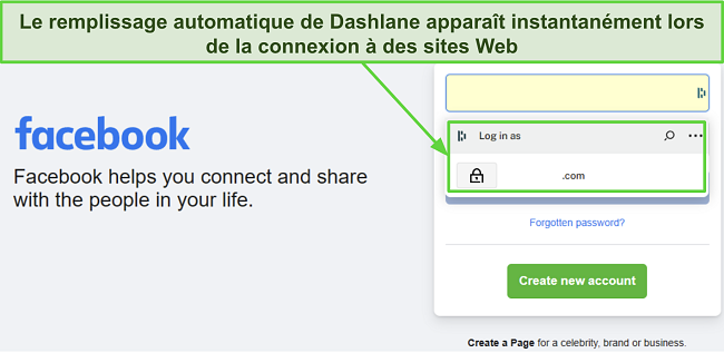 Capture d'écran montrant la fonction de remplissage automatique de Dashlane