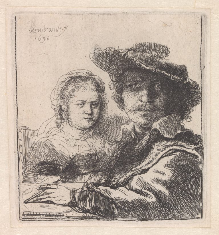 Rembrandt van Rijn, Self-Portrait with Saskia, 1636, etching