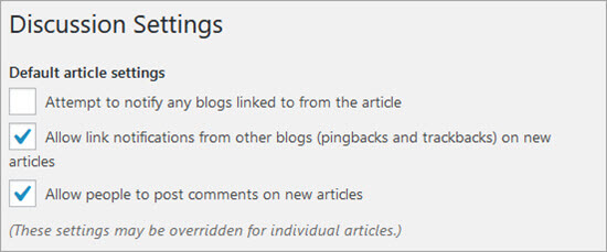 Default WordPress Comment Settings
