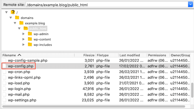 The WordPress wp-config file