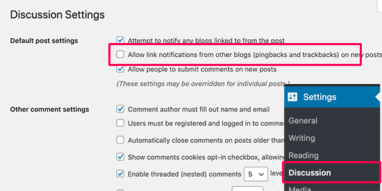 Disable incoming trackbacks and pingbacks in WordPress