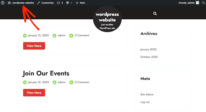 The WordPress admin bar