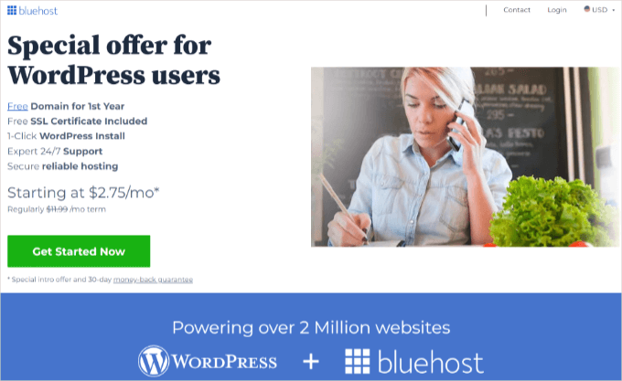 Bluehost offer for WPBeginner readers