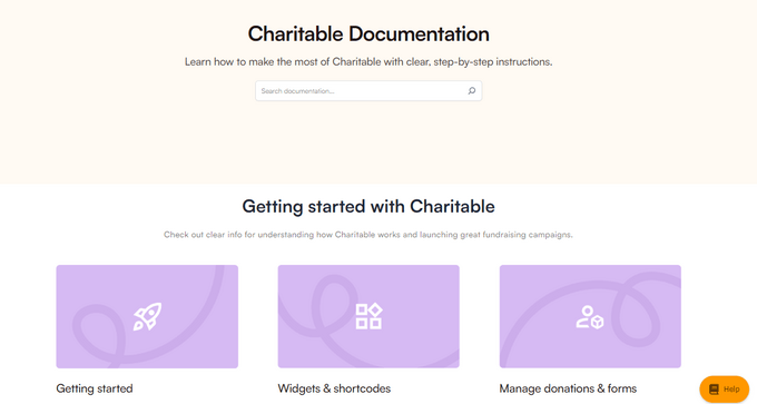 The WP Charitable online documentation 