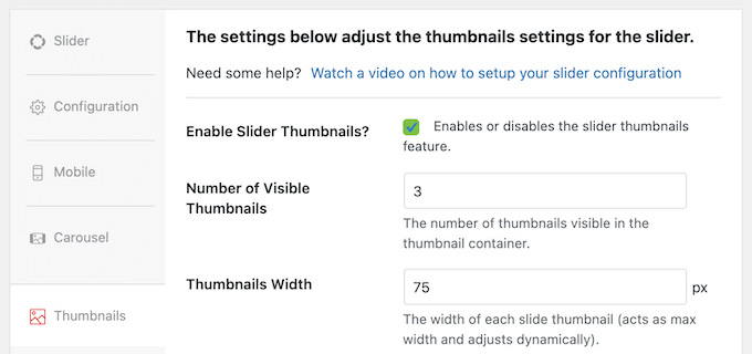 Enabling thumbnail navigation for your video or image slideshow