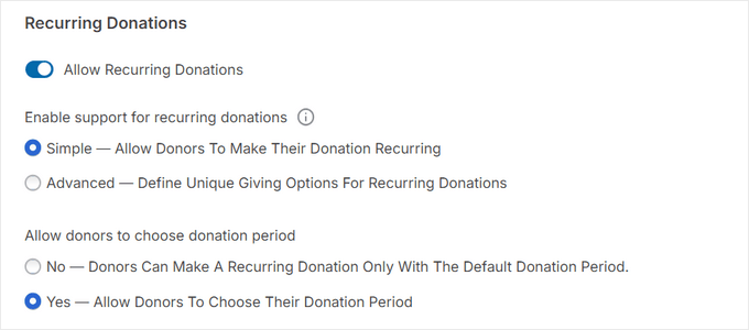 Enable recurring donations in Charitable