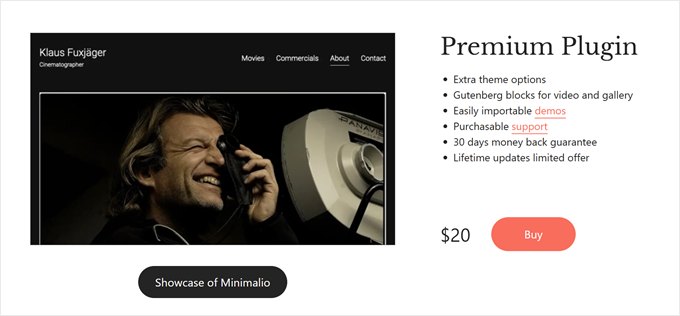 Minimalio's pricing page