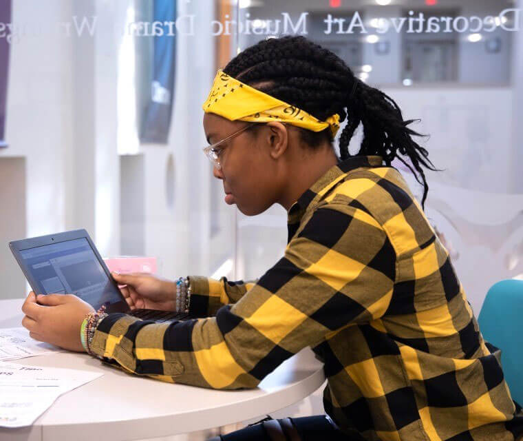 Girl Working On Computer Online